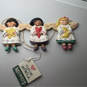 Folk art children Angel cherub heart moon christmas holiday decor ornaments